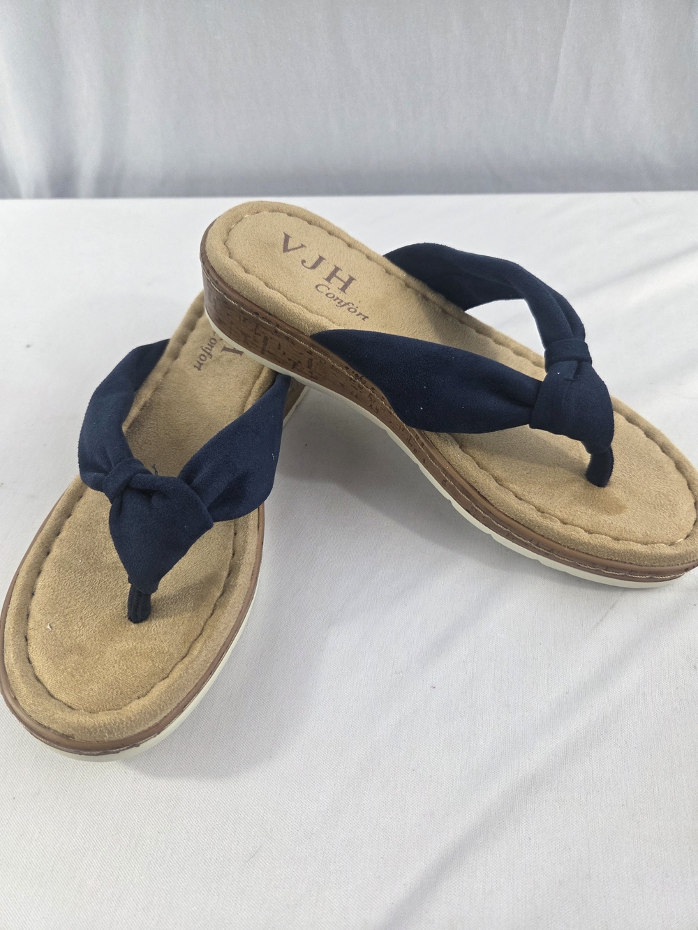 VJH Confort Navy Knot-Top Women's Wedge Sandals